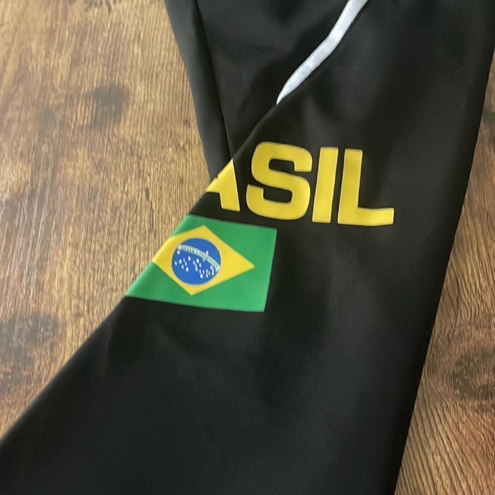Brazil Soccer Mitre polyester black joggers with side Brazil imprint men’s 30